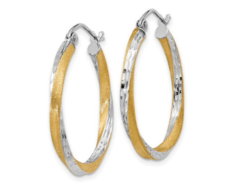 HINGED  POLISHED AND TEXTURED HOOP EARRINGS