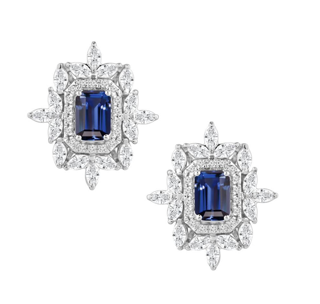 BLUE SAPPHIRE DIAMOND EARRINGS