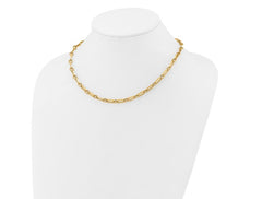 14K Gold Polished and Twisted Fancy Link Toggle Necklace