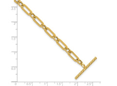 14K Gold Polished and Twisted Fancy Link Toggle Bracelet