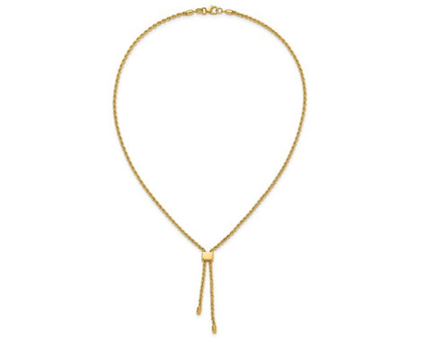 14K Gold Polished and Twisted Fancy Link Toggle Necklace
