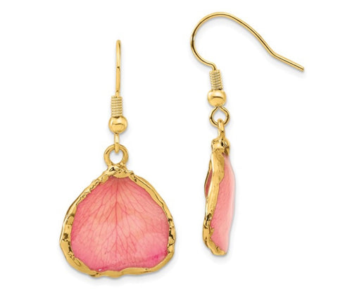 24K Gold-trim Rose Petal earrings