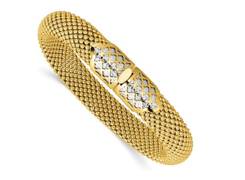 14K Gold Polished and Twisted Fancy Link Toggle Bracelet