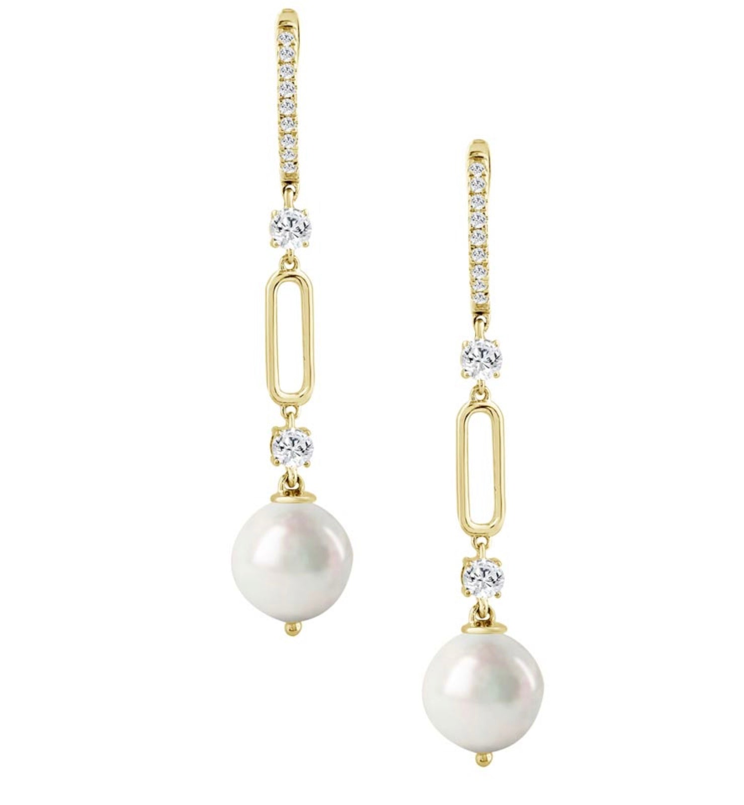Diamond pearl drop earrings