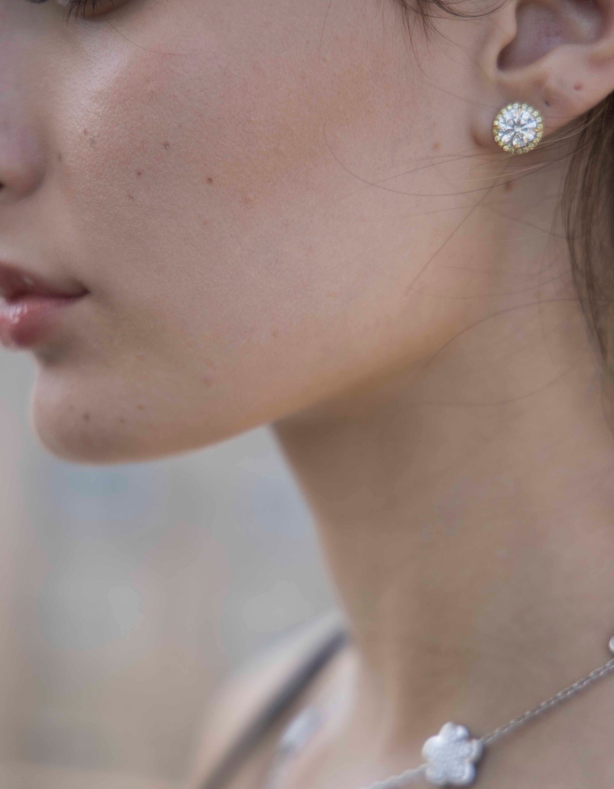 NATURAL YELLOW DIAMOND HALO EARRINGS
