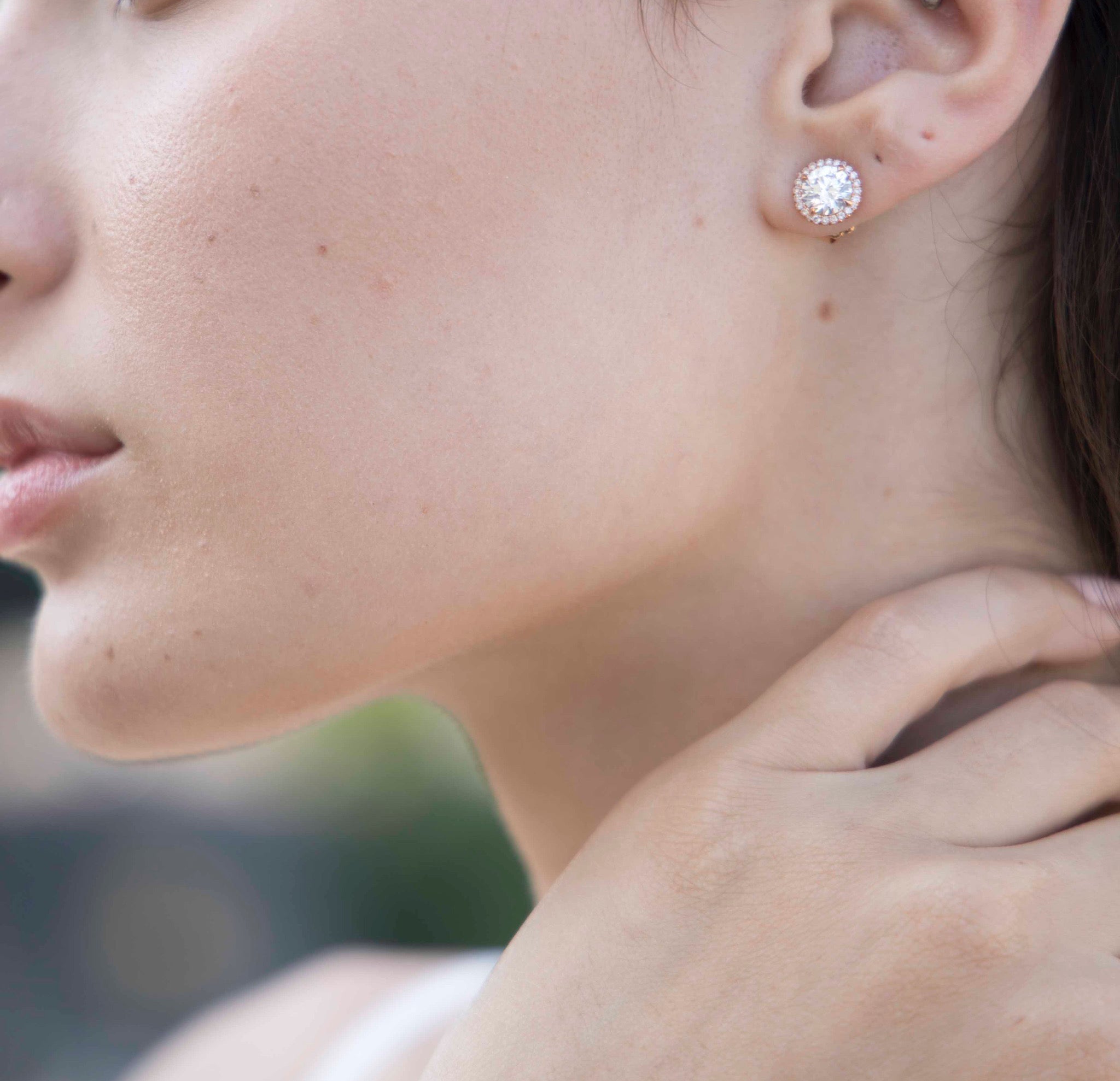 NATURAL PINK DIAMOND HALO EARRINGS