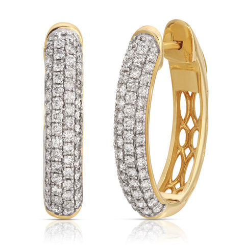 GOLD OVAL LINK DIAMOND EARRINGS