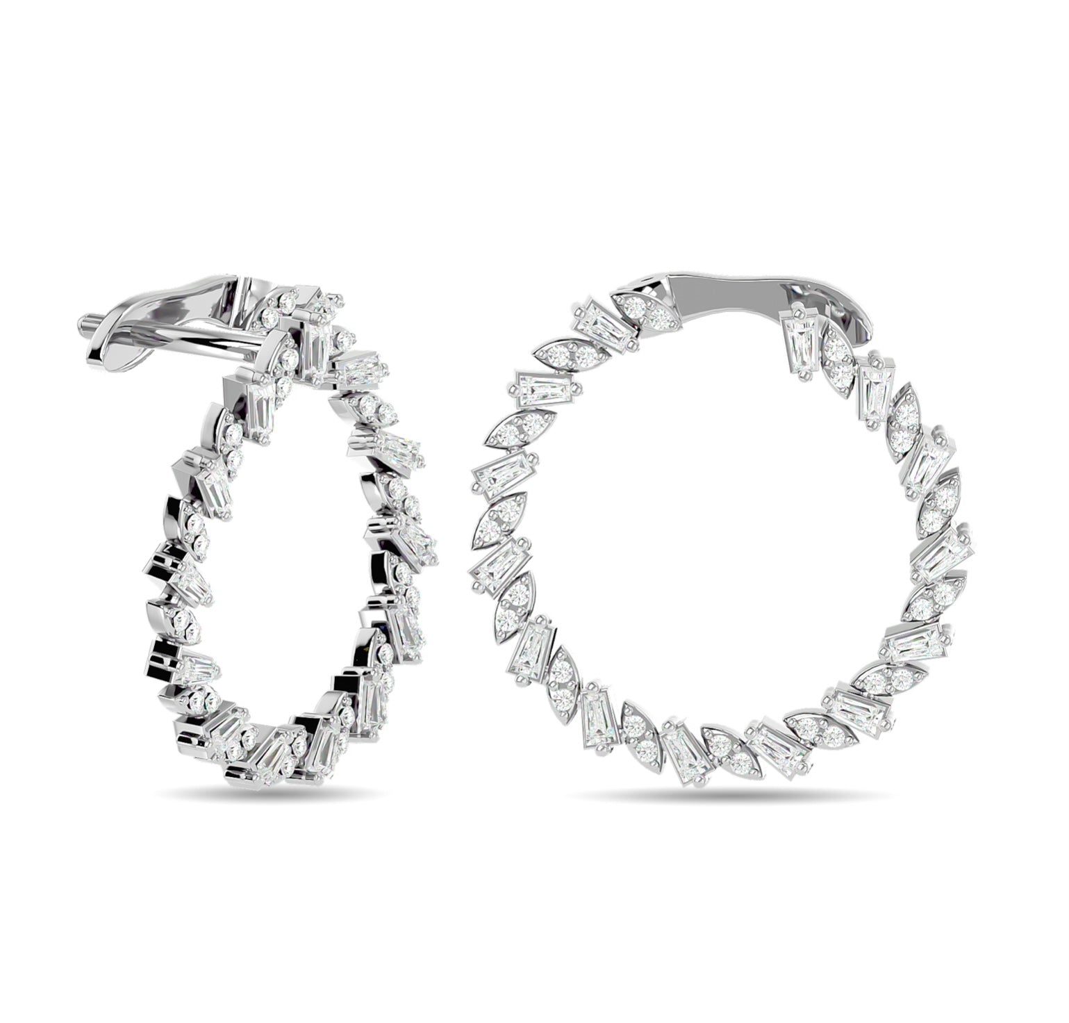 TWISTED DIAMOND HOOP EARRINGS