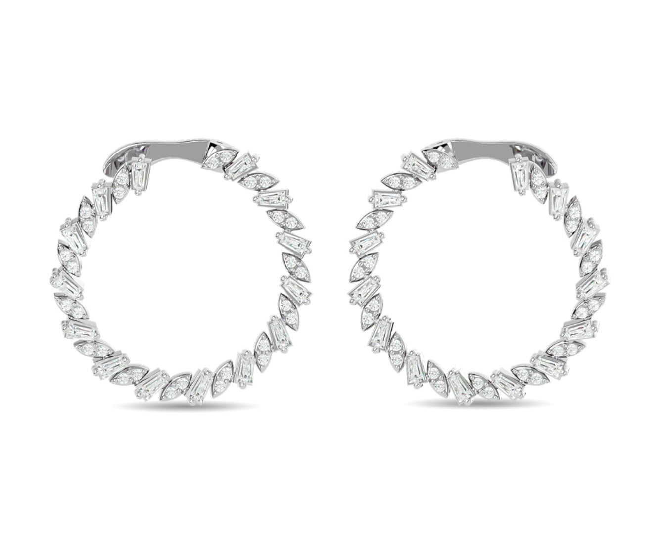 TWISTED DIAMOND HOOP EARRINGS
