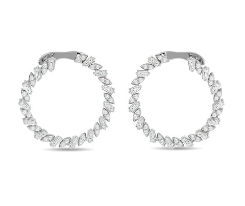 HINGED  POLISHED AND TEXTURED HOOP EARRINGS