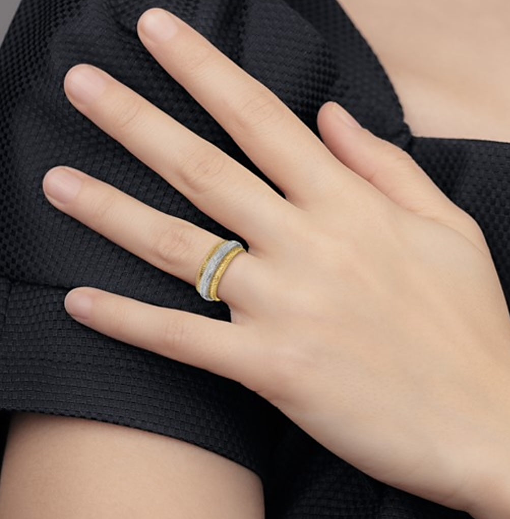 GOLD TWO TONE MESH RING