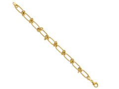 14K Gold Polished Love Knot Fancy Paperclip Link Bracelet