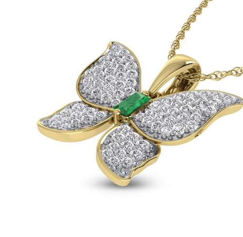 DIAMOND EMERALD BUTTERFLY NECKLACE