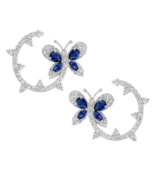 DIAMOND BLUE SAPPHIRE BUTTERFLY EARRINGS