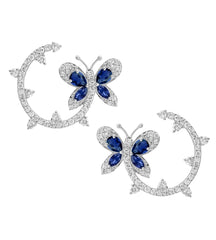 DIAMOND BLUE SAPPHIRE BUTTERFLY EARRINGS