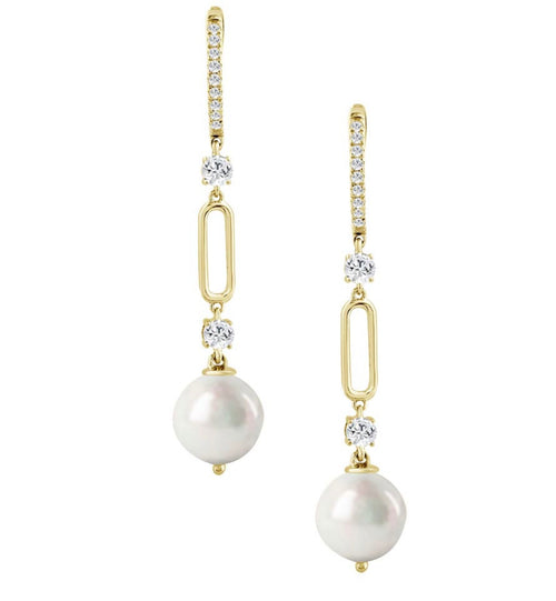 Diamond pearl drop earrings