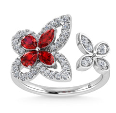 DIAMOND BUTTERFLY RUBY RING