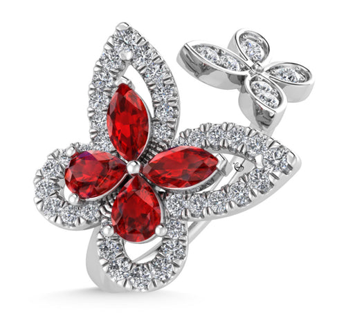 DIAMOND BUTTERFLY RUBY RING