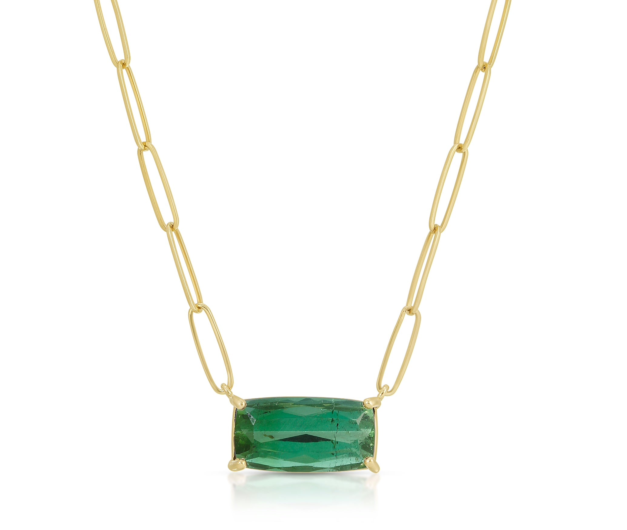 Green Tourmaline Paperclip Chain necklace