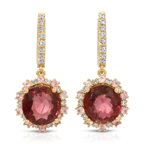 Rubellite diamond earrings